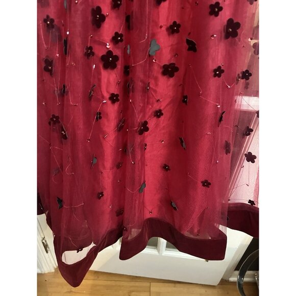 Mac Duggal, Floral Applique Cocktail Midi Dress in Burgundy Size 8 Prom Formal - Picture 5 of 12